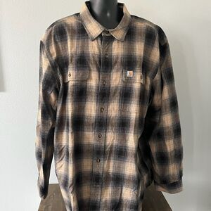 Carhartt Flannel Shirt Jacket Plaid Mens XXL Heavy Shacket Original Fit